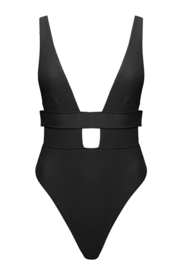 Lucerne Plunge Swimsuit Black Cherie Amour