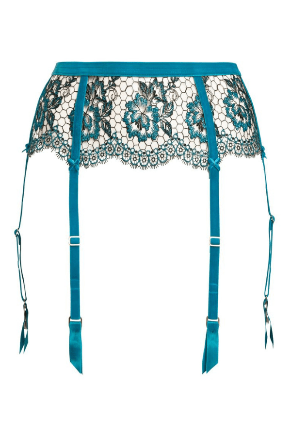 Evelina Lurex Suspender - Peacock - Chrie Amour Evelina Lurex Suspender - Peacock - Chrie Amour