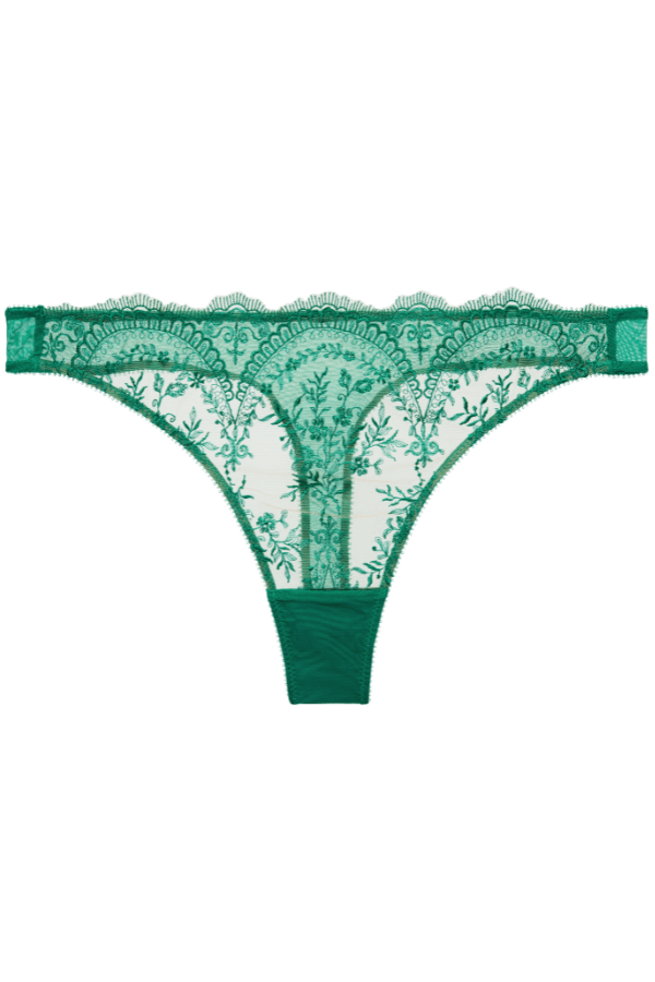 Buy Low Waist Bikini Panty in Teal Blue with Lace Panels Online