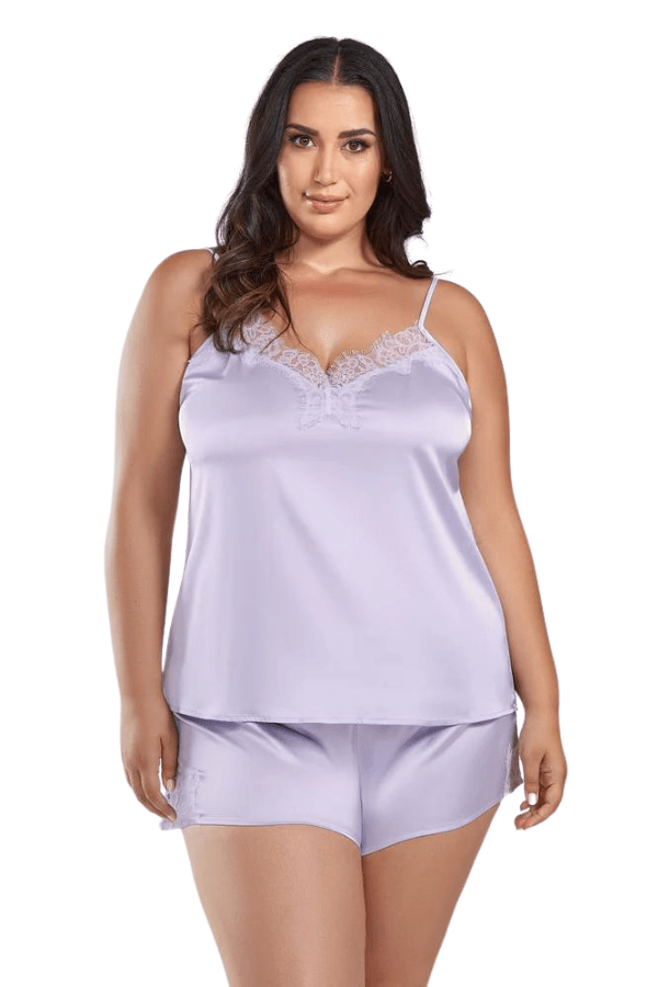 Plus Size Mia Cami Shorts Set - Lilac - Chérie Amour