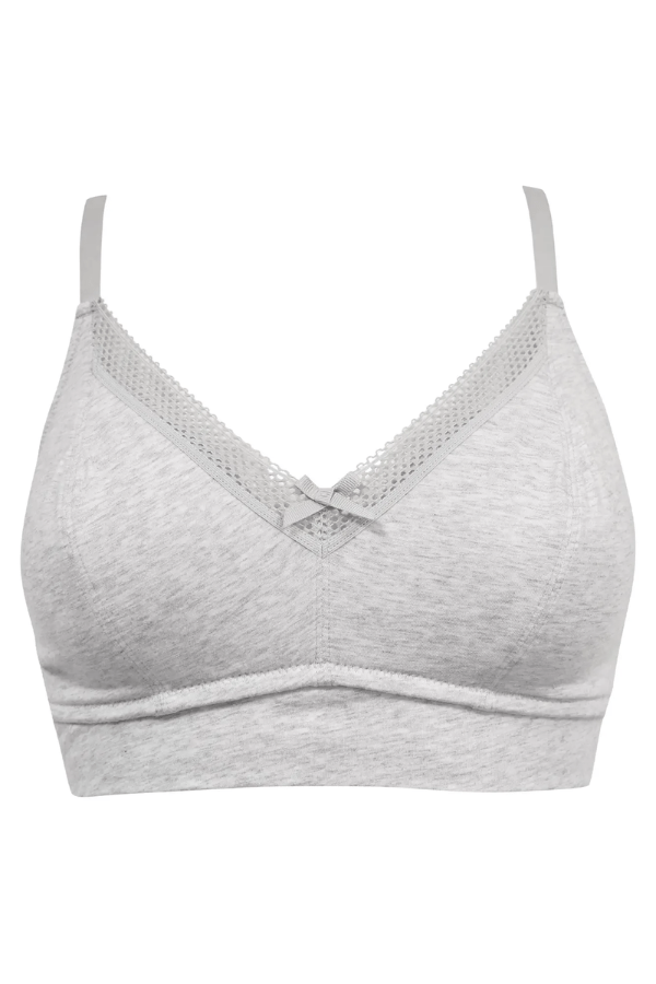 Love To Lounge Cotton Non-Wired Bra - Grey - Chérie Amour