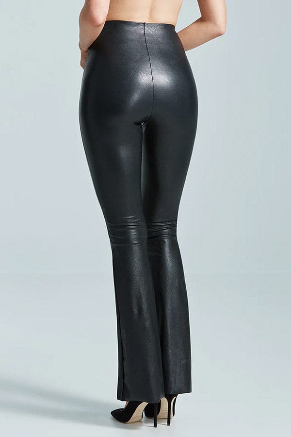 Faux Leather Flared Legging- Black - Chérie Amour