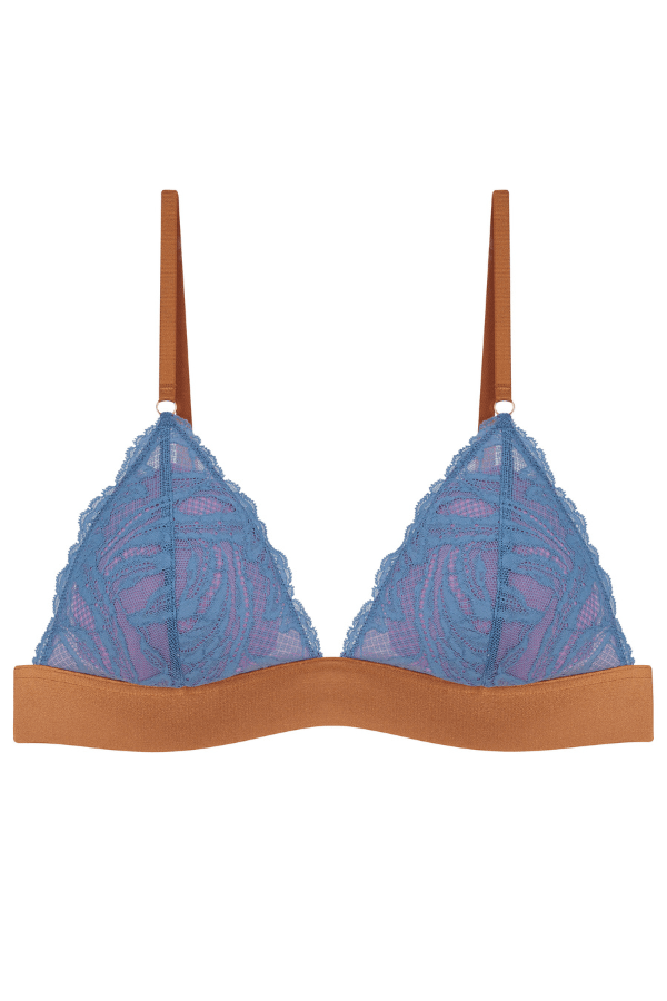 Dorothee Lace Padded Triangle Bralette- Blue