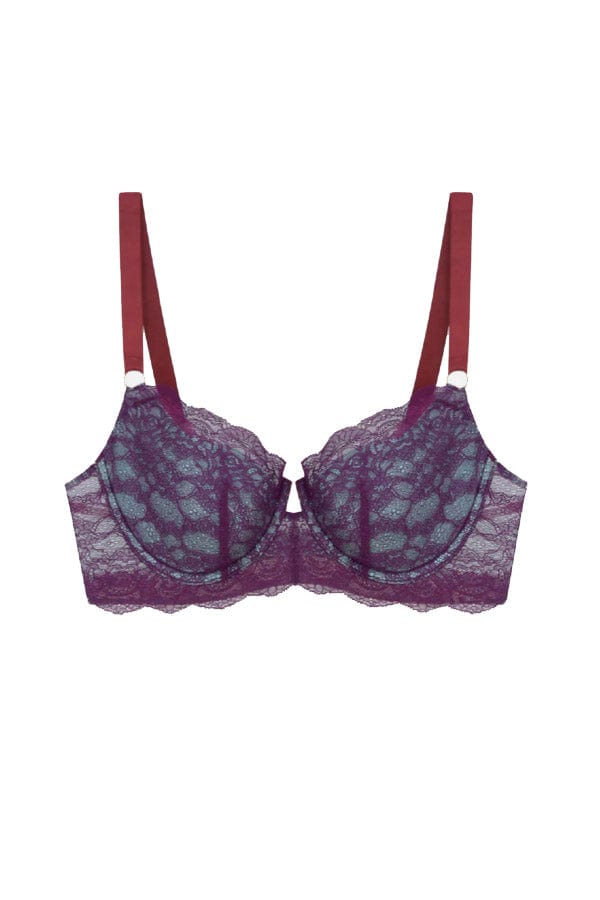 Buy PrettyCat Underwired Seamless Printeded Balconette Bra - Purple Online