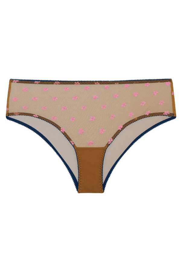 Collette Embroidery High Waist Knicker - Rusty Gold - Chérie Amour