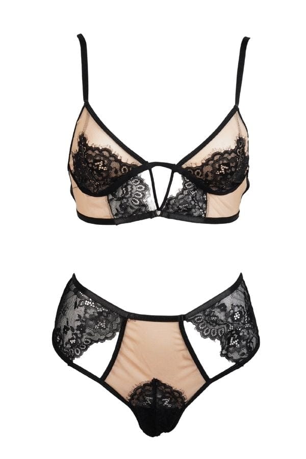 Attractive Bra and Thong black Lingerie Sets, Bralette online India
