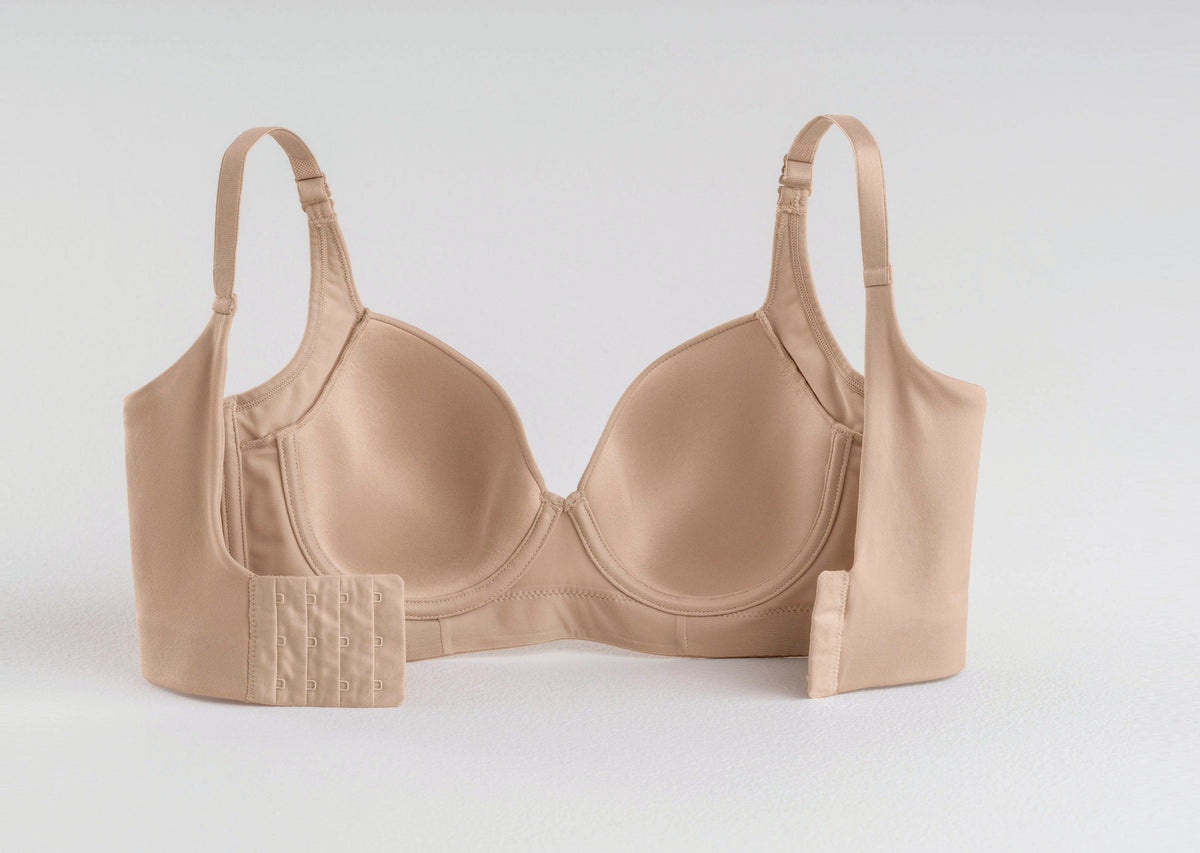 Leonisa Bras Nude / 34 B High Profile Back Smoothing Bra with Soft Full Coverage Cups - Nude