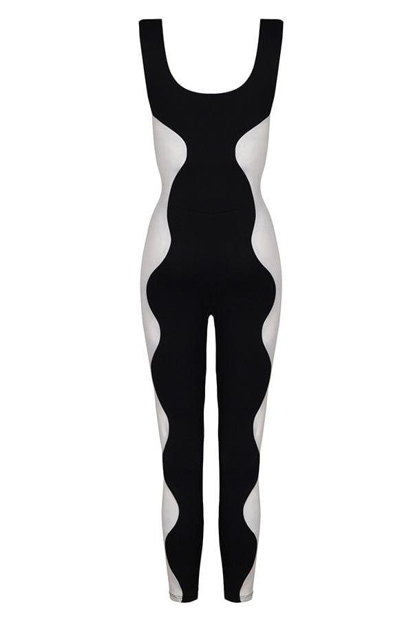 Wave Unitard - Black/White - Chérie Amour