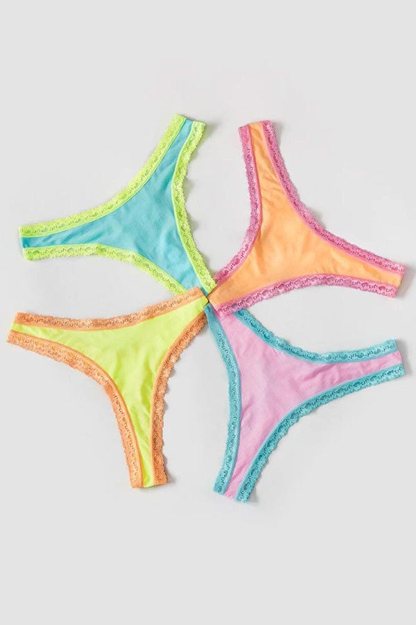Stripe &amp; Stare Thong Neon / XS Neon Candy Thong Four Pack- Neon