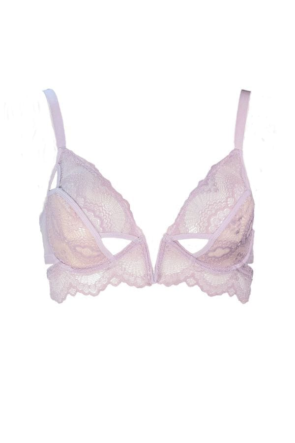 Thistle & Spire Kane Cut-Out V-Wire Bra – Sheer Lace Unlined Underwire Bra With Adjustable Straps