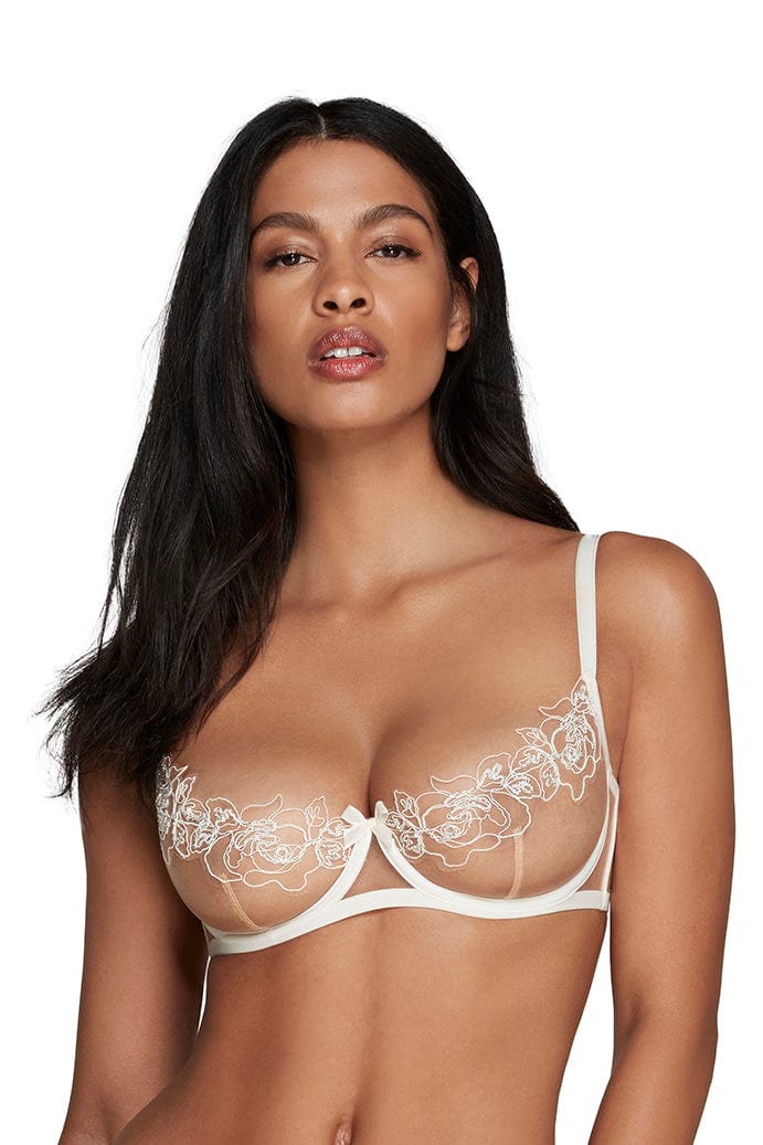 Lindie Demi Cup Plunge Underwired Bra in Sand