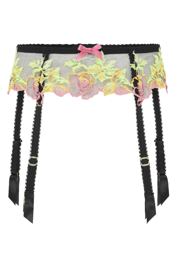 Agent Provocateur Garter Belt Black / XS Callypso Suspender - Black/Neon