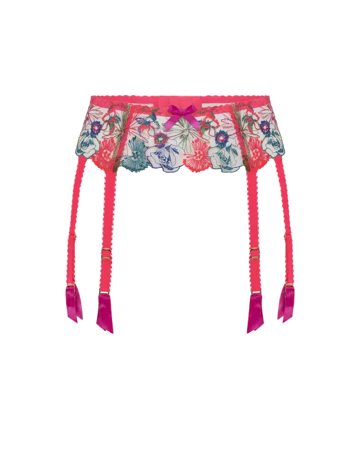 Agent Provocateur Garter Belt Zuri Suspender - Orange/Teal/Pink