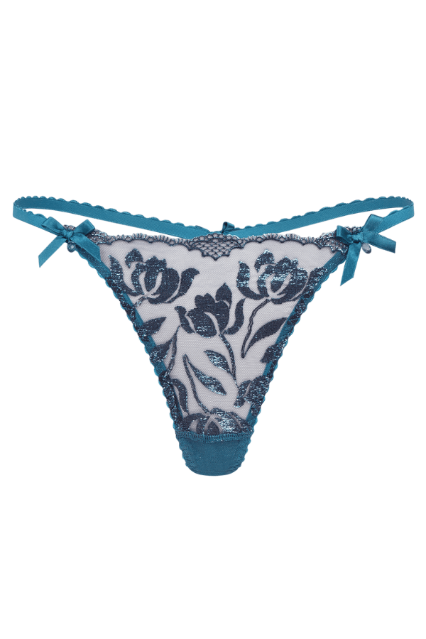 Agent Provocateur Thong Teal/Navy / XS Sparkle Thong - Teal