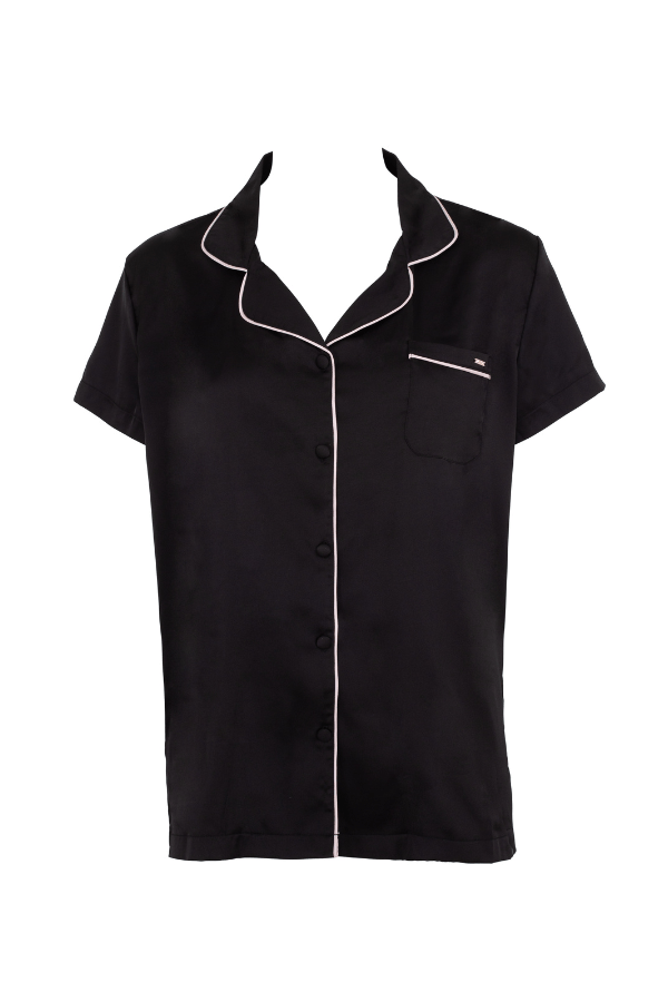 Bluebella Pajama Set Abigail Shirt & Short PJ Set- Black