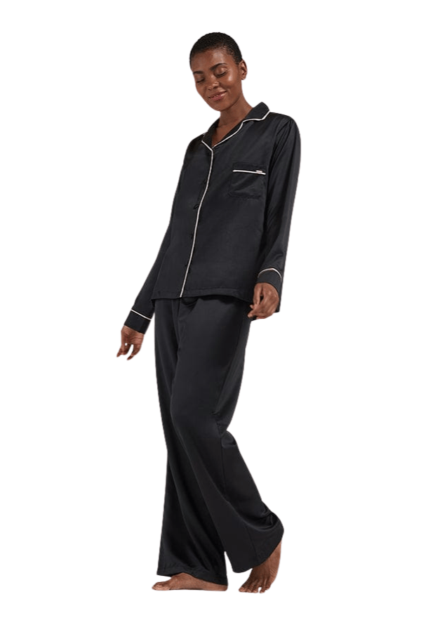 Bluebella Pajama Set Claudia Shirt & Trouser PJ Set- Black