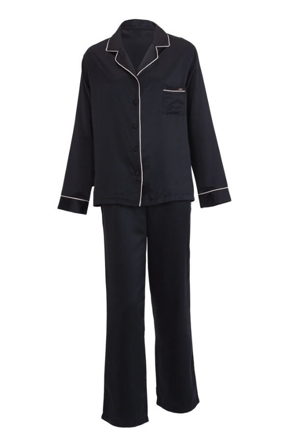 Bluebella Pajama Set Claudia Shirt & Trouser PJ Set- Black