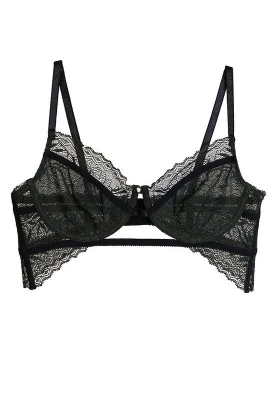 Selva Long Line Underwire Bra - Olive/Black