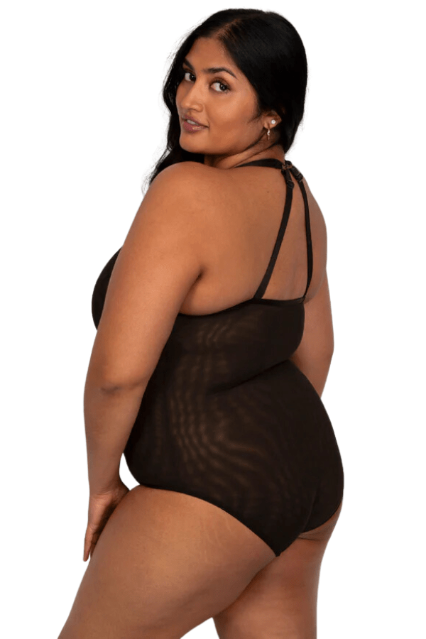 Curvy Couture Bodysuit Black / S Sheer Mesh Bodysuit - Black