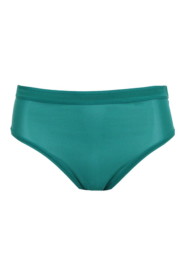 Curvy Couture Briefs Aventurine / M Sheer Mesh High Cut Brief - Emerald