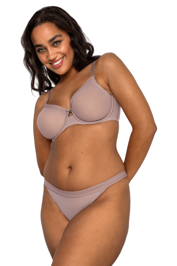 Curvy Couture Briefs Bark / XS Sheer Mesh String Bikini - Bark