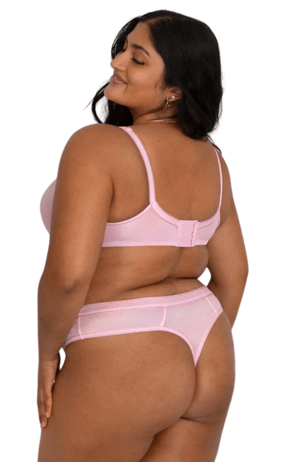Curvy Couture Briefs Pink Fizz / S Shimmer Thong Panty - Pink