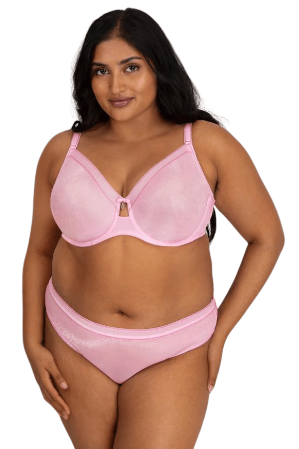 Curvy Couture Briefs Shimmer Thong Panty - Pink