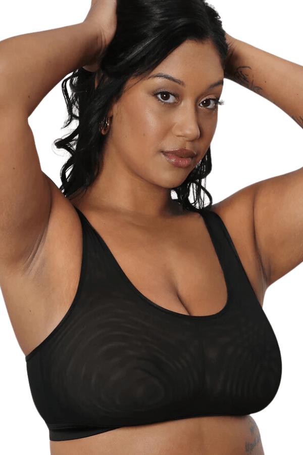 Curvy Couture Loungewear Black / M Sheer Mesh Bralette - Black