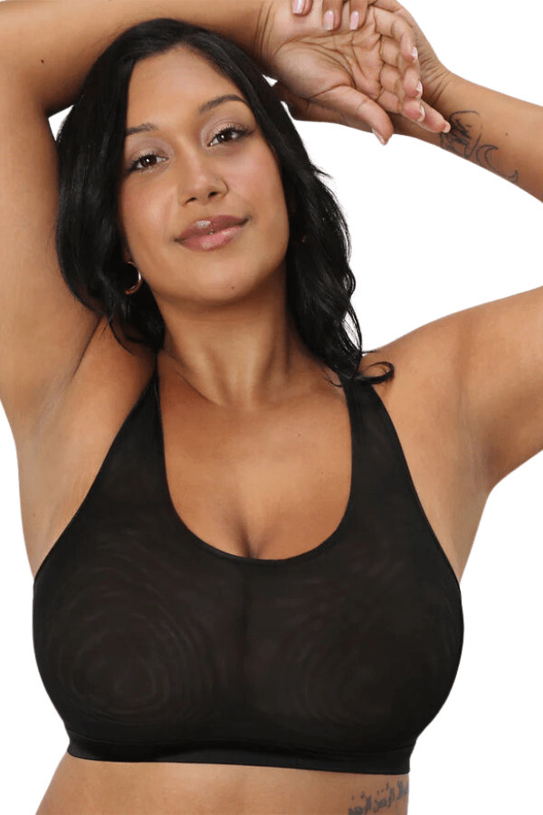 Curvy Couture Loungewear Sheer Mesh Bralette - Black