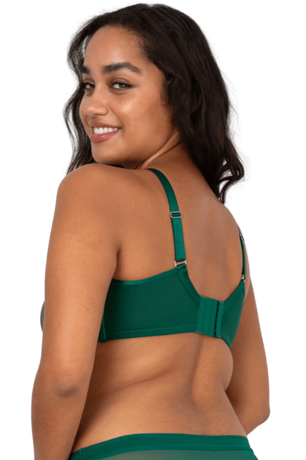 Curvy Couture Plunge Aventurine / 34 DD/E Sheer Mesh Unlined Underwire Bra - Emerald