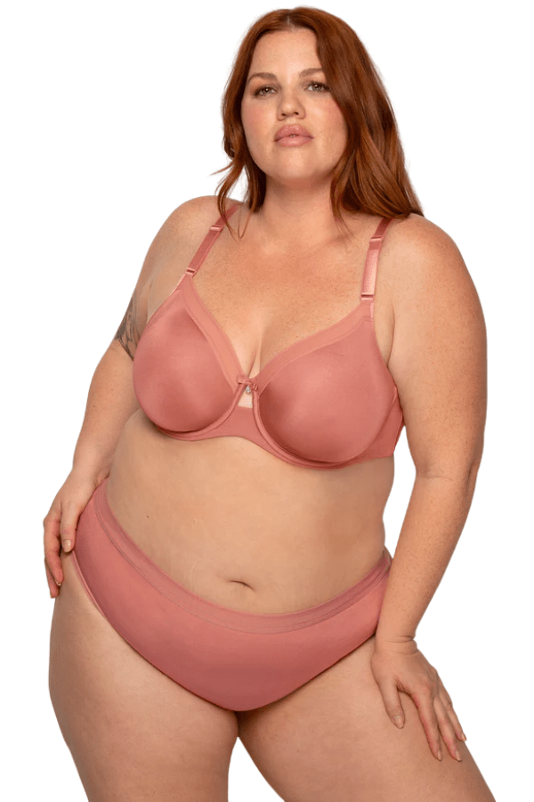 Curvy Couture Plunge Desert Dawn / 38 C Silky Smooth Micro Unlined Bra - Desert Dawn