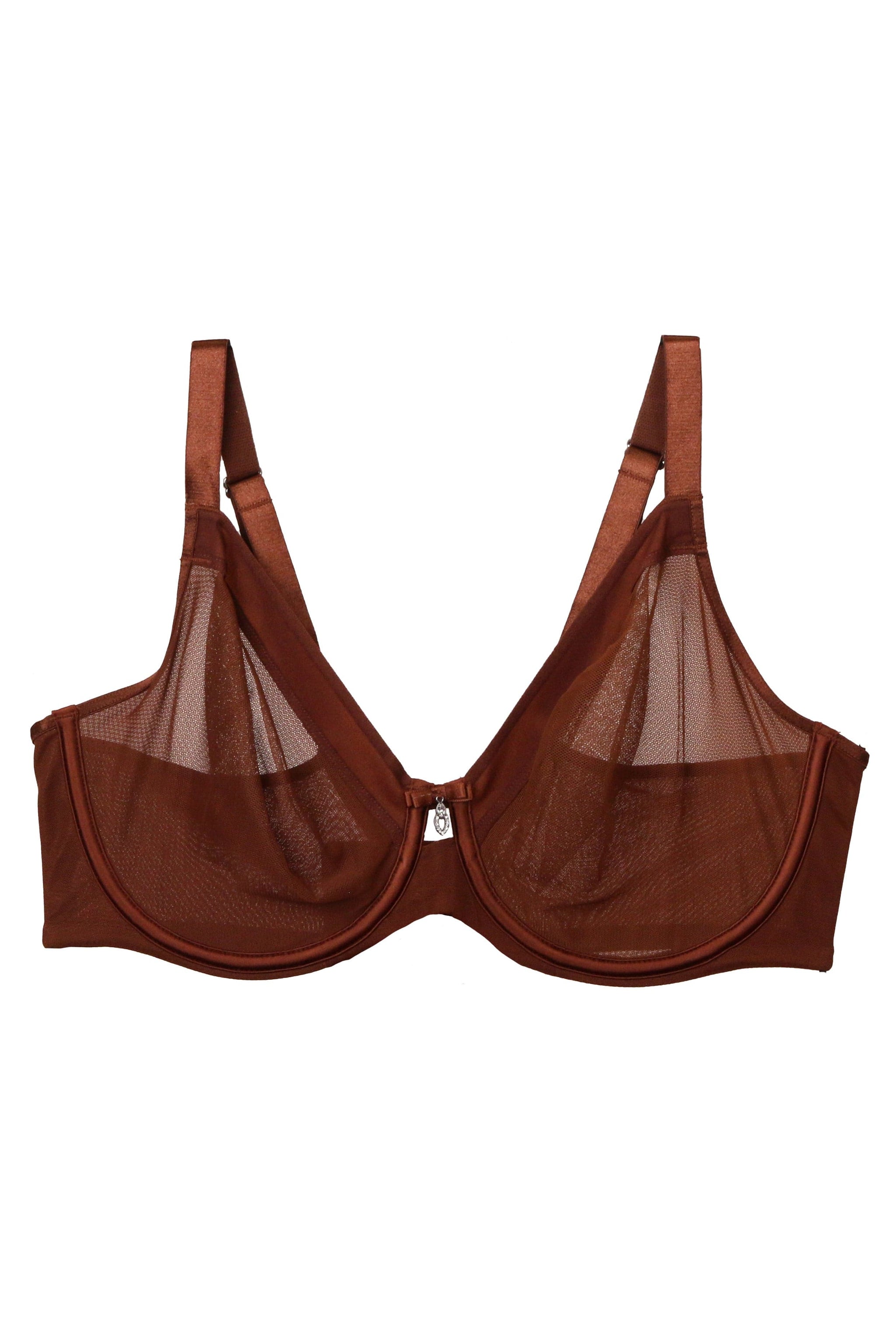 Sheer Mesh Unlined Underwire Bra - Chocolate - Chérie Amour