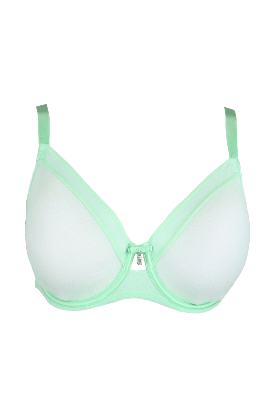 Curvy Couture Plunge Sheer Mesh Unlined Underwire Bra - Green