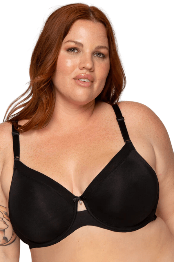 Curvy Couture Plunge Silky Smooth Micro Unlined Bra - Black
