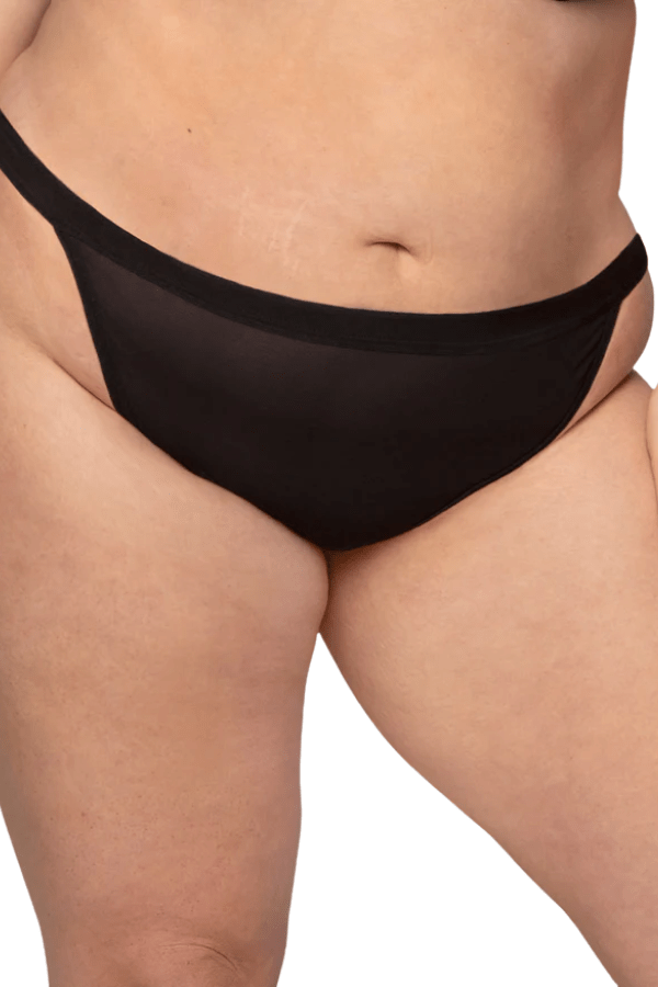 Curvy Couture thongs Sheer Mesh G-String - Black