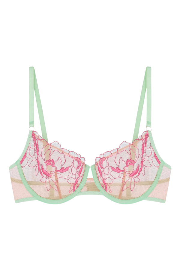 Dora Larsen Bras Lucille Embroidery Underwire Bra - Mint/Pink