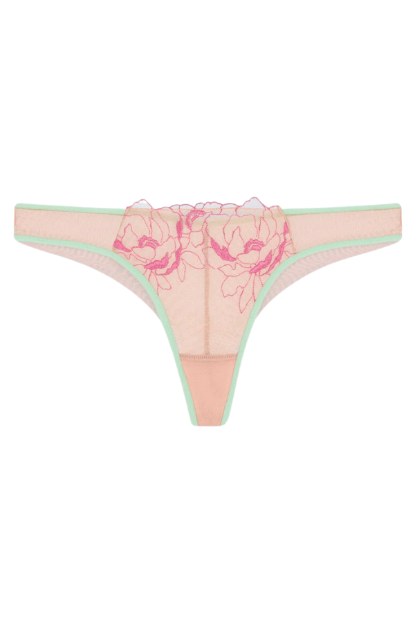 Dora Larsen Underwear Lucille Floral Embroidery Knicker - Mint/Pink