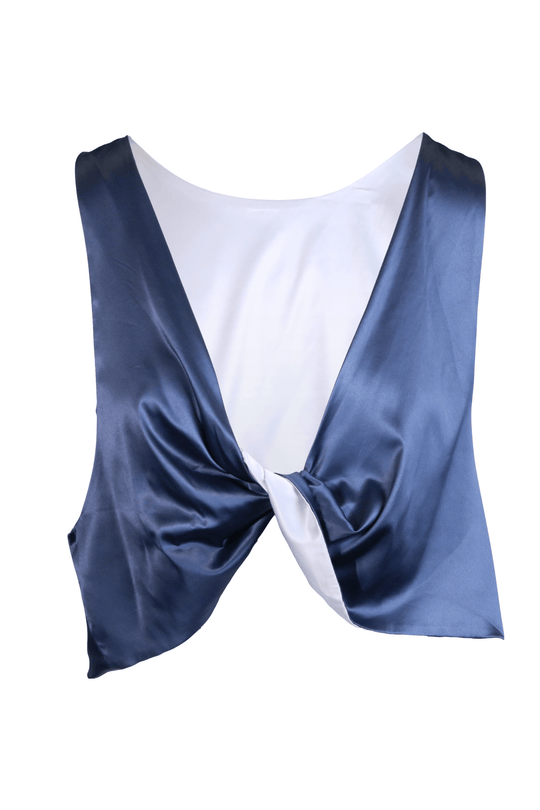 Knot Satin Top - Navy