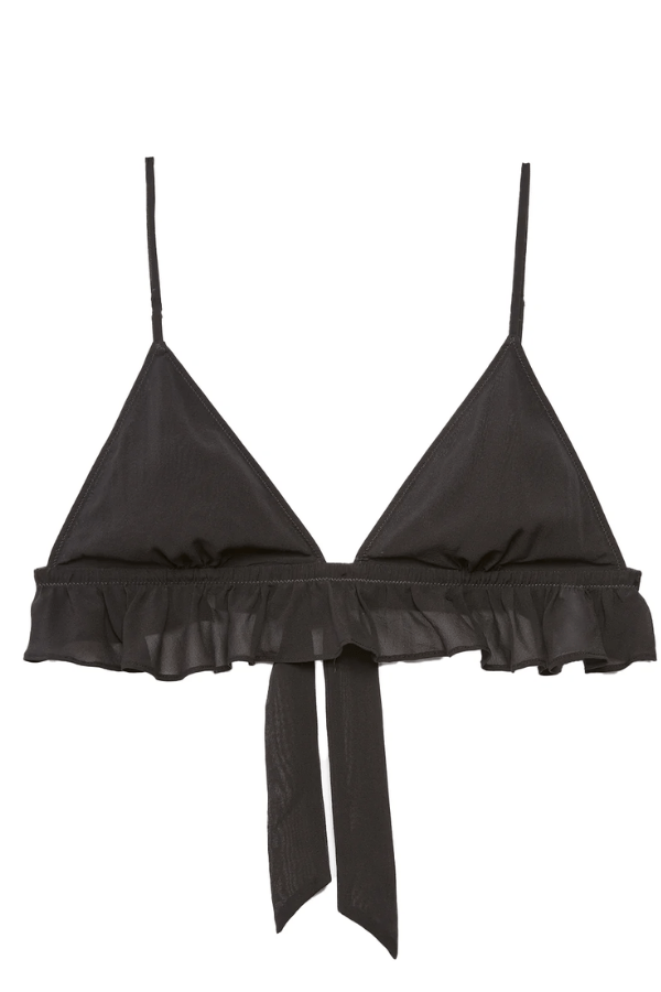 Fleur du Mal Bralette Georgette Luxe Flutter Triangle Bra - Black