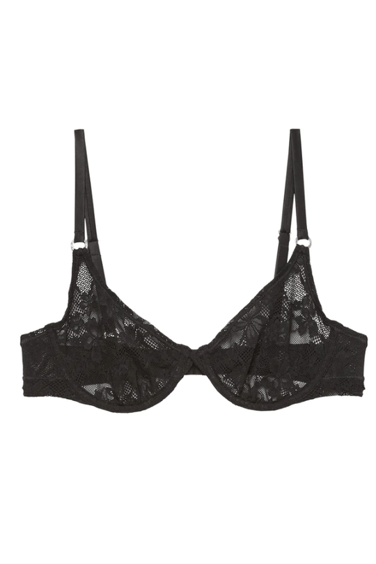 Le Stretch Lace Demi Bra- Black