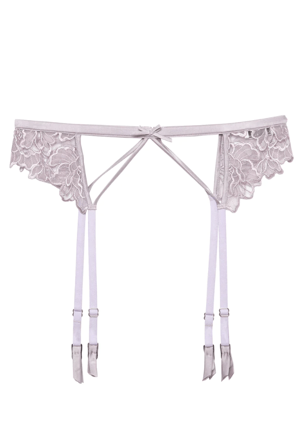 Fleur du Mal Lingerie Accessories Whitney Embroidery Garter Belt - Lilac