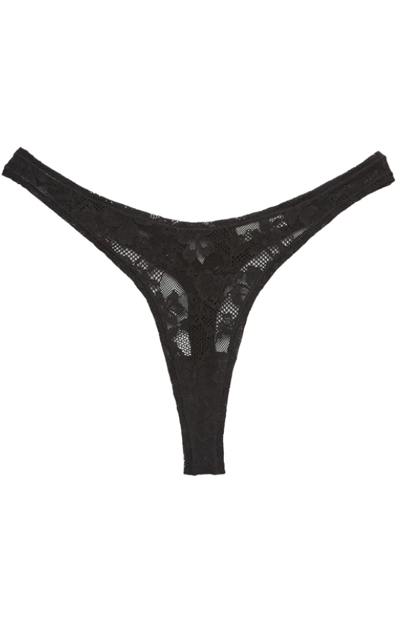 Fleur du Mal Underwear Le Stretch Lace Thong- Black