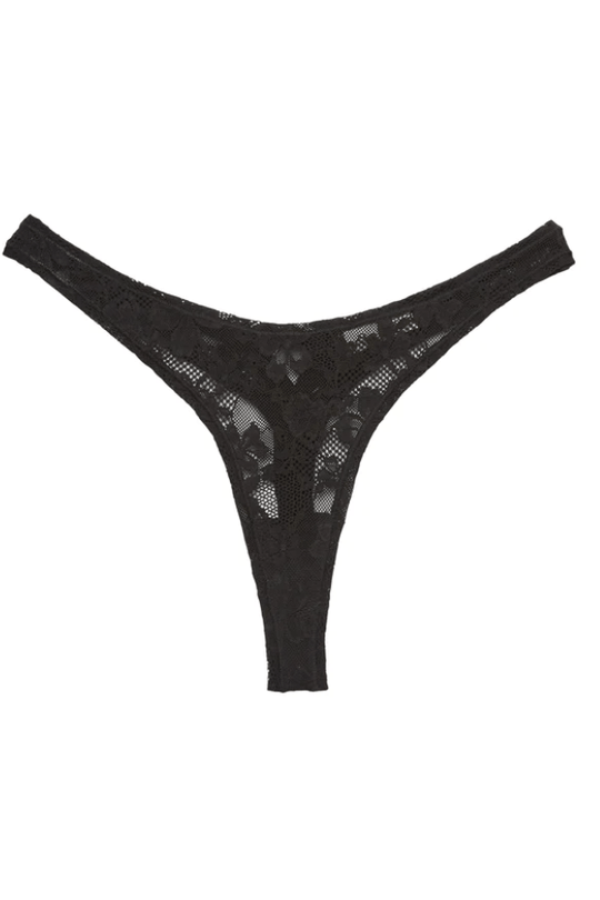 Le Stretch Lace Thong- Black