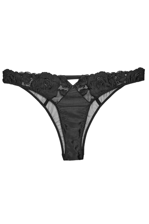 Fleur du Mal Underwear Rose Logo Embroidery Cheeky - Black