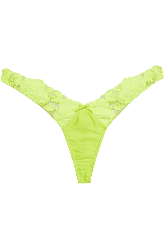 Rose Logo Embroidery Thong- Neon Yellow