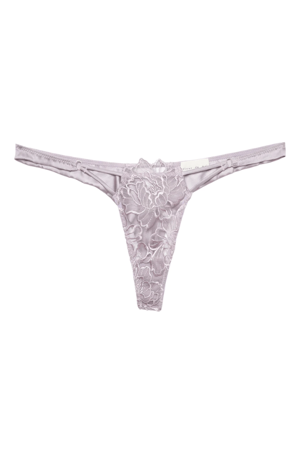 Fleur du Mal Underwear Whitney Embroidery Thong - Lilac