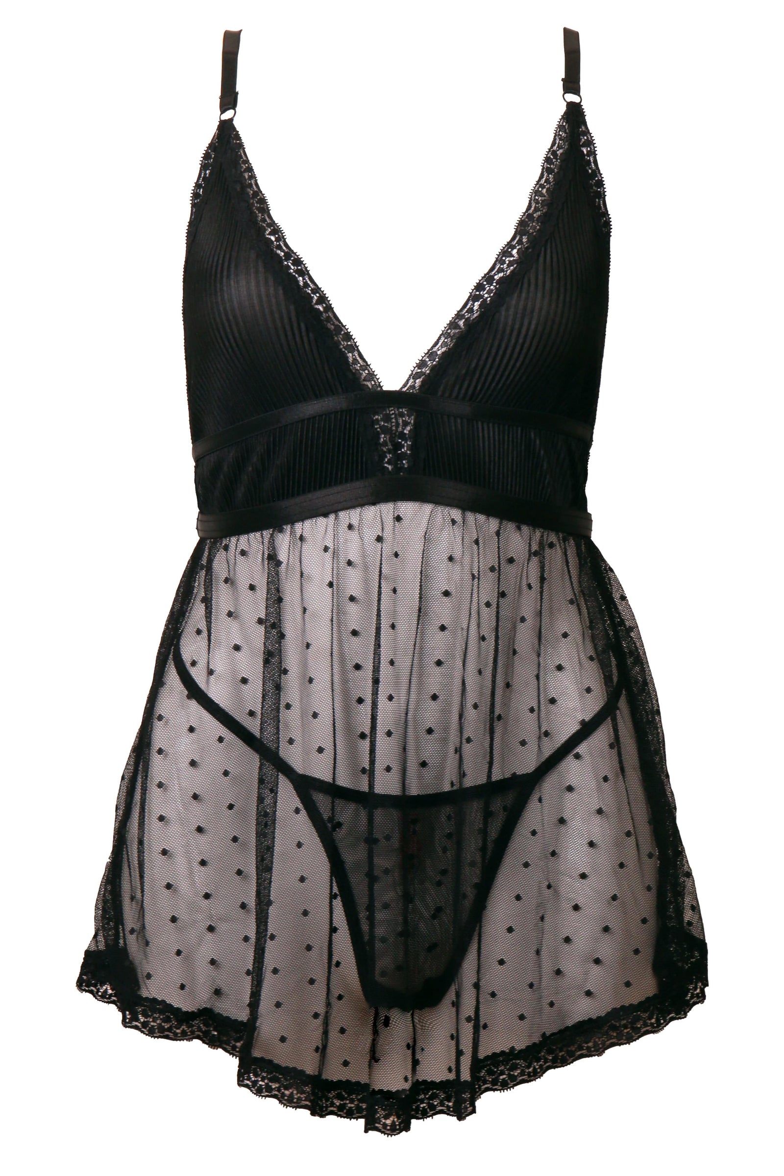 Glitter Lingerie Set Black / 1X Plus Size Santana Babydoll Set - Black