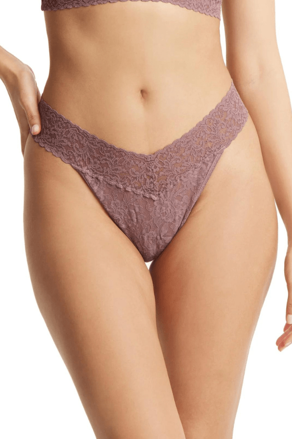 Hanky Panky Thong Artichoke Heart Signature Lace Original Rise Thong - Lavender