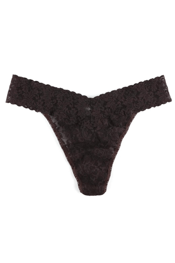 Hanky Panky Thong Chocolat Noir Signature Lace Original Rise Thong - Dark Brown