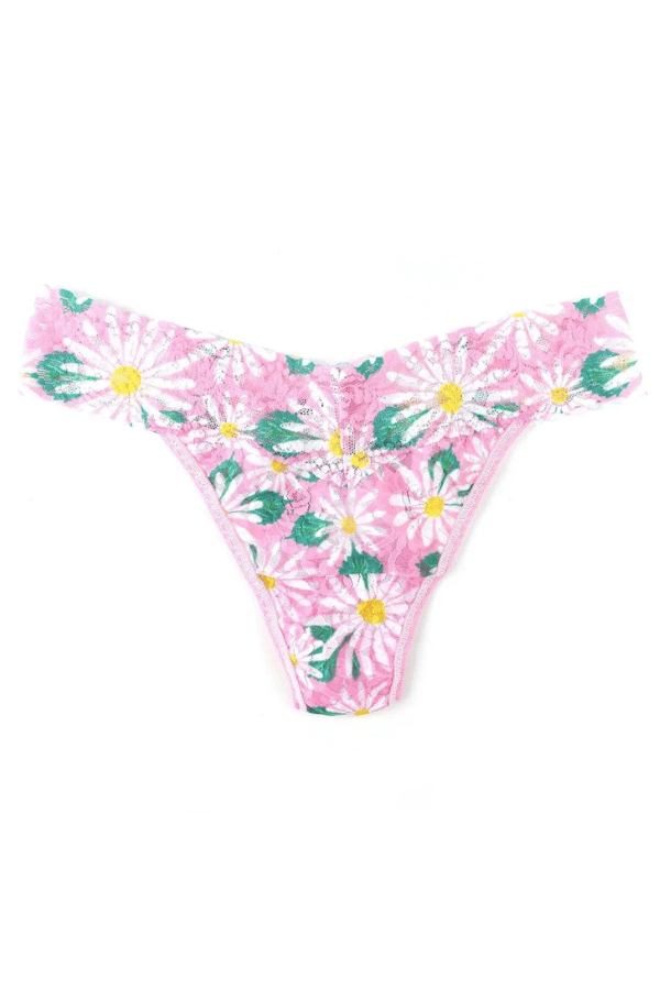 Hanky Panky Thong Hello Spring Printed Signature Lace Original Rise Thong - Daisies